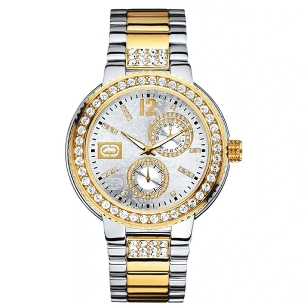 Marc Ecko The Cool Watch Gold and Silver Tone Rhinestone Encrusted Bling Watch - Picture 11 of 11